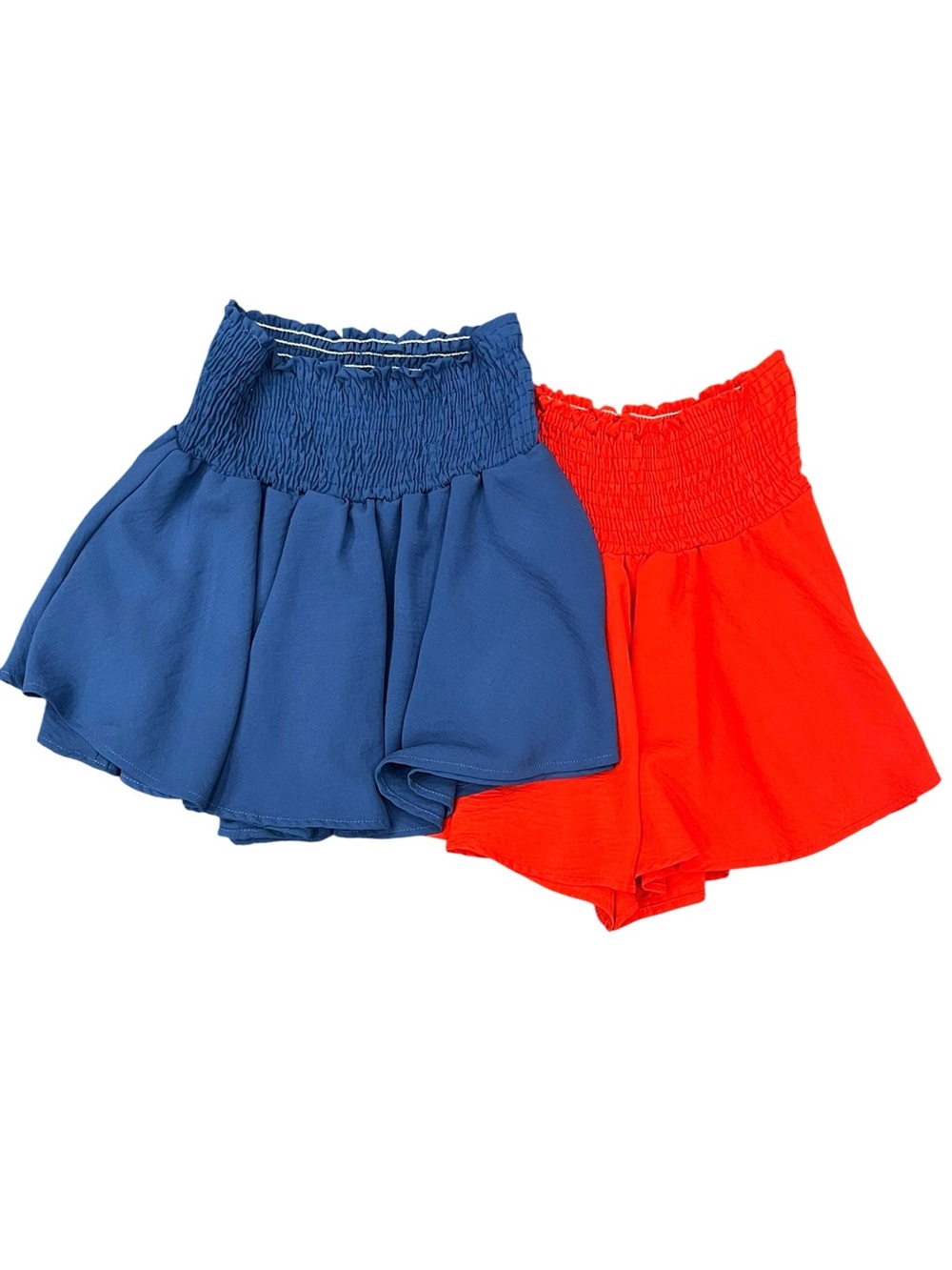 KARLIE | Set of 2 Red & Blue Smocked Skorts S